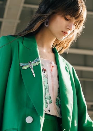 Image of Alilang Dragonfly Brooch Retro Silver Tone Abalone Shell Versatile Brooch Pin Accessories