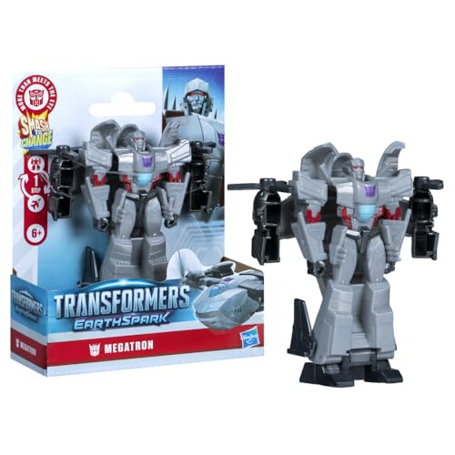 TRANSFORMERS EarthSpark 1-Step Smash Changers Megatron 4-Inch Action Figure, Robot Toys for Boys and Girls 6 and Up