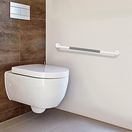 32 Inch Anti Slip Shower Grab Bar, Munzong White Stainless Steel Bathroom Grab Bar W/Gray Rubber Grip, Bathroom Balance Bar,Safety Handrail Support,Handicap Elderly Senior Assist Bath Handle #TOP5