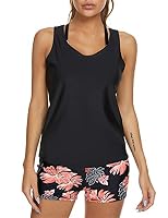 JASAMBAC 3-teiliger Tankini-Badeanzug für Damen, Bademode, Tank-Top mit Bikini-Oberteil, Boyshort-Set – Ansicht 1