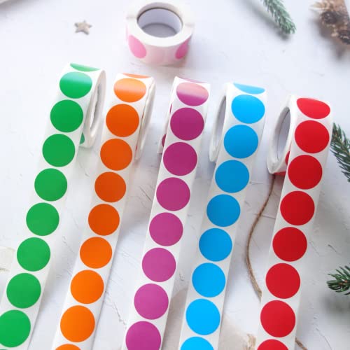 Cadeved 3000 Pieces 1 Inch Color Coding Labels Writable Circle Dot Stickers Color Round Labels For Home Organize, File Classification, Inventory (6 Mixed Colors Set 1) #TOP6