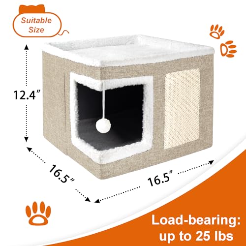 Loyareal casas para gatos para gatos internos - caverna grande com cama para gatos para casinha de g