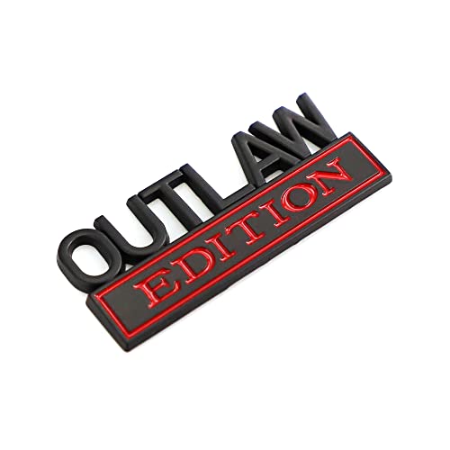 Carrun 2 Pcs Outlaw Edition Emblem 3D Metal Badge Decal Sticker Fit For Universal Car Truck Suv Side Rear Front Hood Trunk Door (Black Red) #TOP2