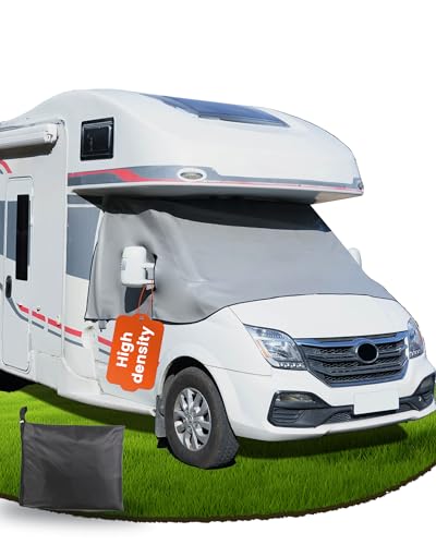 Ezcasch Motorhome Windscreen Cover Motorhome Accessories for Fiat Ducato，Comprehensive Protection against Sun, Cold and Dust, Grey Screen Cover Suitable for Fiat Ducato X290 from 2014