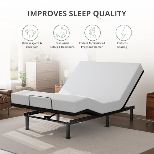 Image of Twin XL Adjustable Bed Base Frame, Electric Bed Base with Wireless Remote, Zero Gravity Bed, Head and Foot Incline, Anti-Snore,Easy Assembly