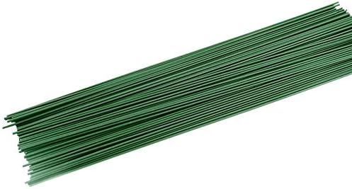 Conjugal Bliss 100PCS Floral Stem Wire Florist Stem Paddle Floral Wire Flower Paper Wrapped Wire for Flowers Packaging Flower Shop Decoration Iron Wire (0.02 inches, Green)