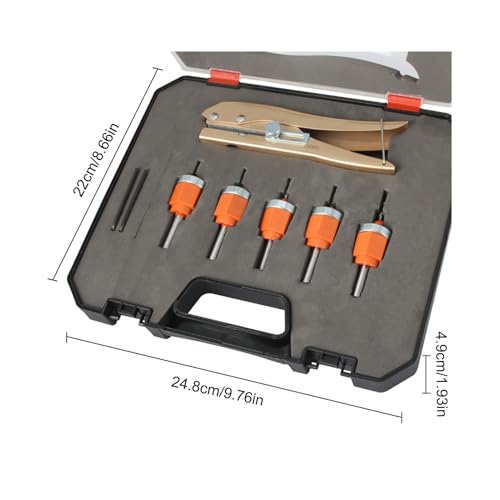 Pongnas 8-Mm-Hochleistungs-Senkbohrer-Set, 5 Größen 2,8 Mm, 3,0 Mm, 3,2 Mm, 3,5 Mm, 4 Mm mit Bandstanze, Zum Bohren von Massivholz-PVC-Dichteplatten (6 Stk)