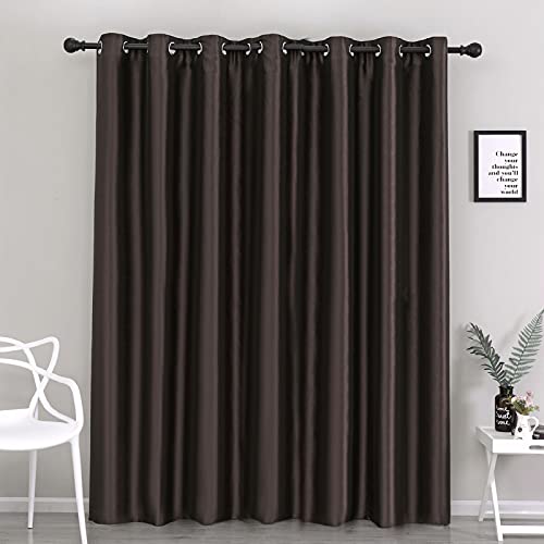 Image of GYROHOME Faux Silk Blackout Curtains with Black Liner, Faux Silk Blackout Curtains with Black Liner, Fully Lined Solid Window Treatment Drapes (1Panel,100x84inch, Coffee /Brown)