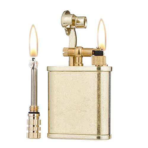 2 in 1 Lighetr Permanent Match Antique Style Lift Arm Kerosene Lighter with Permanent Match (Bronze)