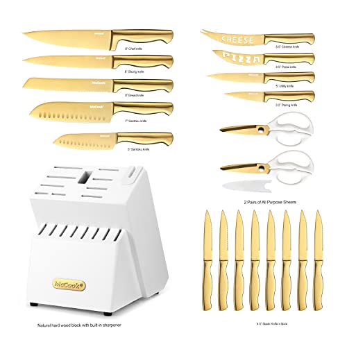 McCook® MC69G Kitchen Knife Sets,20 Pieces Luxury Golden Titanium