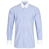 Schaeffer Hemd Modern Cut Streifen Indigo Piccadilly Kragen/Pin Collar weiß, Größe: L