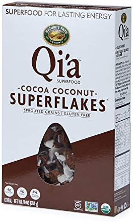 Qi'a Superfood Organic Gluten Free Cocoa Coconut Superflakes Cereal, 10 Ounce (Pack of 12), Non-GMO, 26g Whole Grains, 5g Plant Based Protein, by Nature's Path