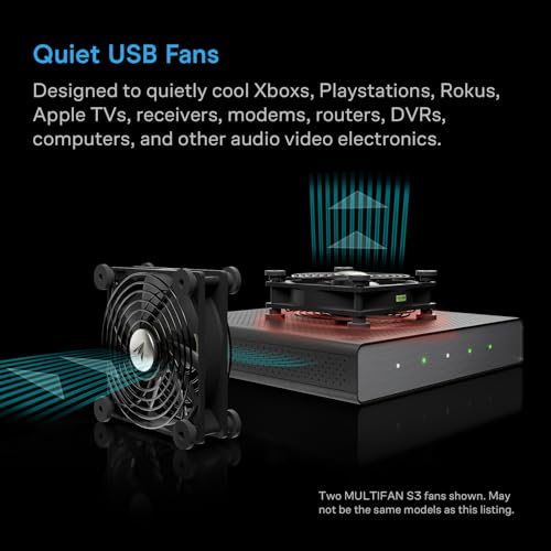 Image of AC Infinity MULTIFAN S3 Quiet 120mm USB Fan for Receiver DVR Playstation Xbox Computer Cabinet Cooling