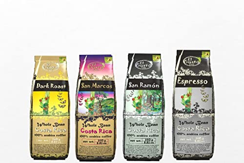 El Gusto Whole Bean Coffee Variety Pack - Single Origin Costa Rican Drip Coffees, Medium Roast, 100% Arabica, Fresh, Shade Grown, Handpicked & Sun-Dried - 8.82 Oz (Pack Of 4) #TOP27