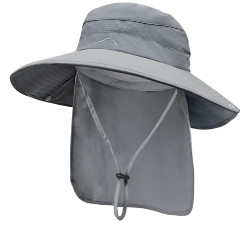 Image of Sun Hats for Men Women, UPF50+ Protection Safari Hat,Wide Brim Fishing Hat with Neck Flap,Bucket Hats for Beach Hiking