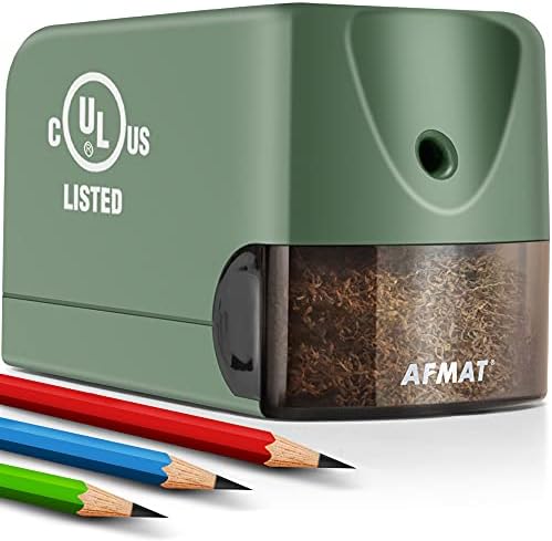 Electric Pencil Sharpener Heavy Duty, AFMAT Pencil Sharpener Electric for Classroom, UL Listed Plug in Pencil Sharpener for 6.5-8mm No.2/Colored Pencils, w/Upgraded Helical Blade(Sharpen 10000 Times)