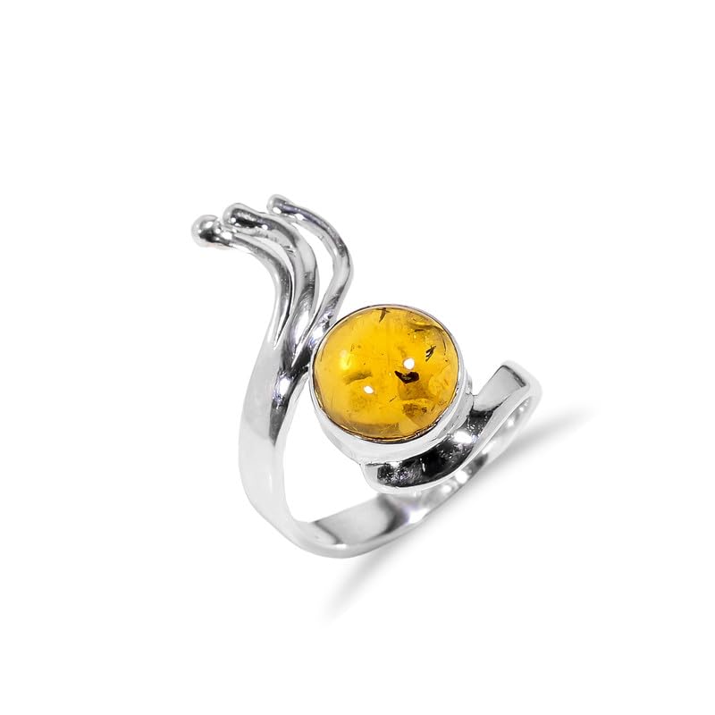 Bague Ambre Baltique en argent massif fait main : l'éclat intemporel d'un cabochon boho chic