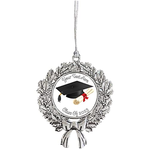Class Of 2023 Silver Christmas Hat Diploma Ornament Gift Graduation Graduate Senior Wreath Design Personalized Choose Your Text #TOP14