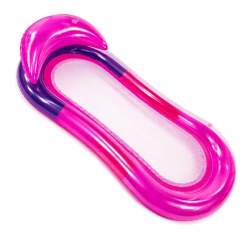 Colchão Boia Rede Rosa 160x85cm Flutuante para Piscina Praia | Rede Central Refrescante