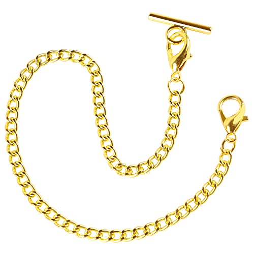 Reloj de bolsillo de oro cadena Albert con barra en T estilo vintage de alta gama