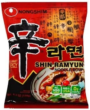 [ 4 Packs ] NongShim Shin Ramyun Noodle Soup, Gourmet Spicy, 4.2 Ounce
