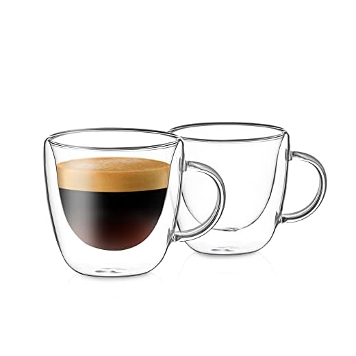 Red Rocks Clear Double Wall Insulated Espresso Cups – Set of 2 4 Oz Double Walled Glass Coffee Mugs with Handles – Lead-Free Borosilicate Glass Espresso Cups – Thermal Clear Glass Cups for Home, Bar