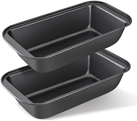 KITESSENSU Carbon Steel Nonstick Loaf Pan with Easy Grips Handles for Baking Homemade Bread, Brownies and Pound Cakes, Set of 2, Gray