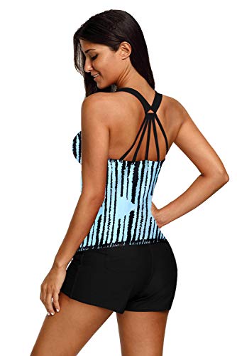 Tanquíni feminino Evaless com estampa floral acolchoado e alça larga, roupa de banho sem calcinha, Y