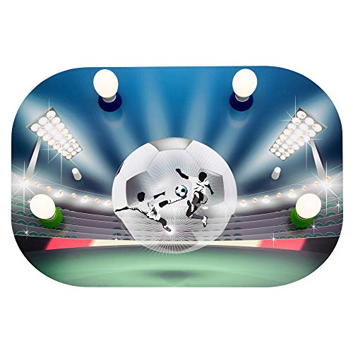Plafonnier football led pour chambre enfant luminaire bois Elobra soccer