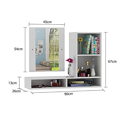 Penteadeira Multiuso com Espelho Luna Siena Móveis Branco