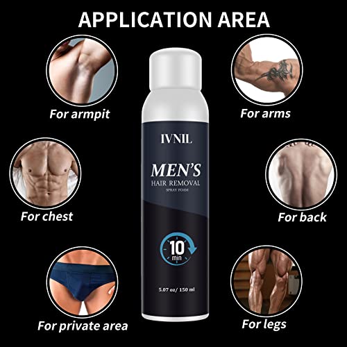 Hair Removal Spray Foam For Men Hair Removal Cream Ivnil - Effective & Painless Hair Removal Cream For Men's Underarm, Chest, Back, Legs - Depilatory Cream, Suitable For All Skin Types #TOP1