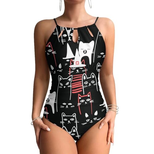 Monokini chat rigolo pour la plage : maillot une pièce gainant et confortable