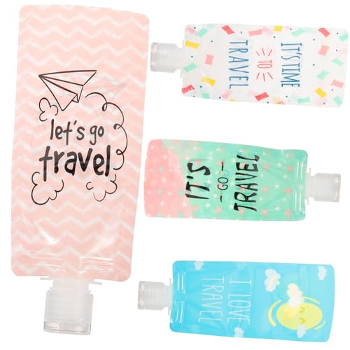 LOLIPPYY Set 4 Sacchetti Da Viaggio Ricaricabili Da 100ml, Borsa Portatile Comprimibile Anti-perdita Per Emulsione e Cosmetici, Adatti a Turismo e Campeggio