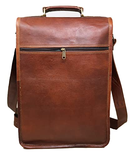 15" Leather Messenger Bag Laptop Case Office Briefcase Gift For Men Computer Distressed Shoulder Bag #TOP3