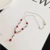 Fuqimanman2020 3pcs Red Rose Flower Pendant Y Necklace Dangle Earrings Bracelets Set for Women Bride Wedding Mother’s Day Gifts Aesthetic Jewelry-3pcs #3