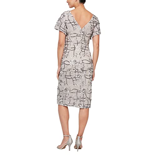 Image of Alex Evenings Women's Short Embroidered Cocktail Dress, Wedding Guest (Petite and Regular Sizes)