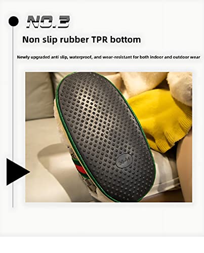 Sneaker Slippers for Men and Women Warm Non-Slip Fluffy Slippers for Indoor Outdoor Plush Shoes (khaki)4