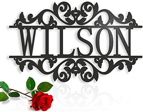 Personalized Metal Name Sign Outdoor Wall Hanging Family Last Name Signs Monogram Garden Front Door Custom Wedding Sign Wall Art Decor Ornament Housewarming Personalized Gifts for Hostess Holiday Gift