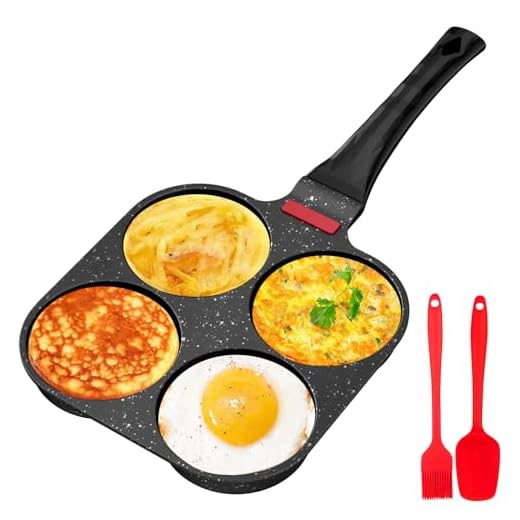Traxenta padella pancake, pentola pancakes, frittata a 4 fori in alluminio, antiaderente padelle, padellino per uovo con rivestimento antiaderente, per frittata colazione, per Gas (Nero)