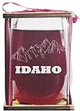 Orange Kat Idaho Mountains Stemless Wine Glass with Presentation Packaging