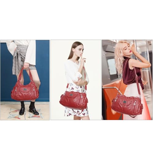 Image of Angel Kiss Purses for Women, Large Shoulder Bag Hobo Tote Purse Mutipocket Faux Leather Satchel Hobo Purse