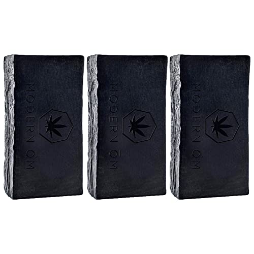 3 Pack, Modern ŌM Shungite Recharge Soap Bar with Hemp Seed Oil All Skin Types, Organic Cleanser for Face, Hands, Body