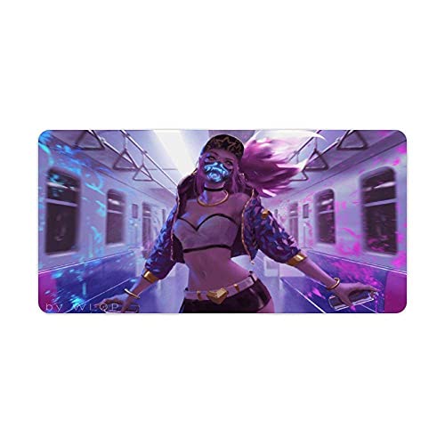 Wtbew-u XXL Mousepad Gaming Mauspad Leagues-of-Legends, Akali KDA (7), Schreibtischmatte, wasserdichtes, schmutzabweisendes, rutschfest gen?htes Kanten-Mousepad, 11,8 x 31,5 Zoll