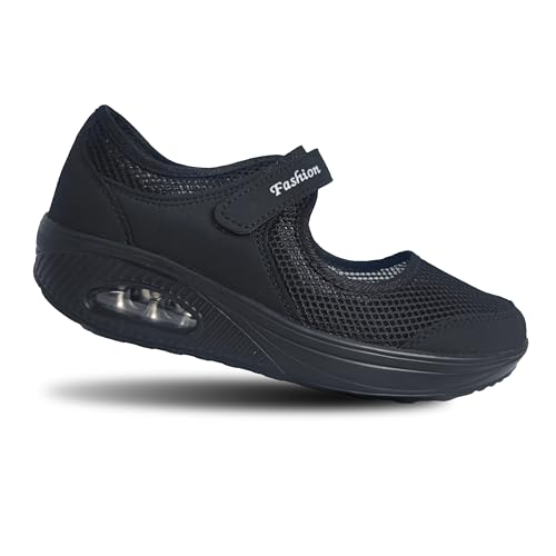 YSMIIH Womens Walking Mary Jane Wedges Sneaker Hook and Loop Comfort Nurse Shoes Casual Rockers