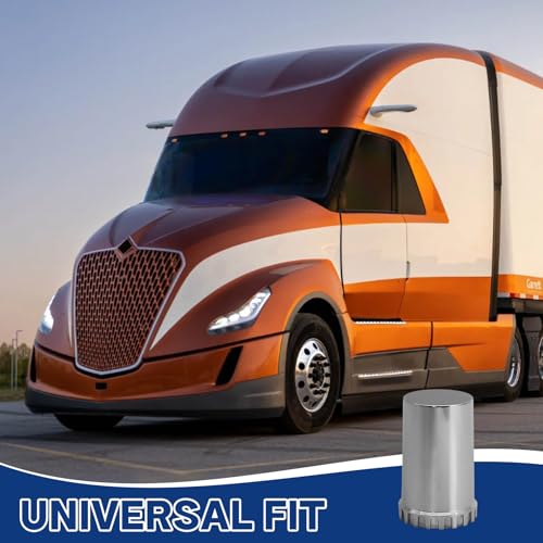 Image of Cylinder Nut Covers 33mm x 3 1 /2 inch Lug Nut Covers Thread On Flat Top ABS Chromed Flat Top Lug Nut Caps for Semi Trucks (40PCS)