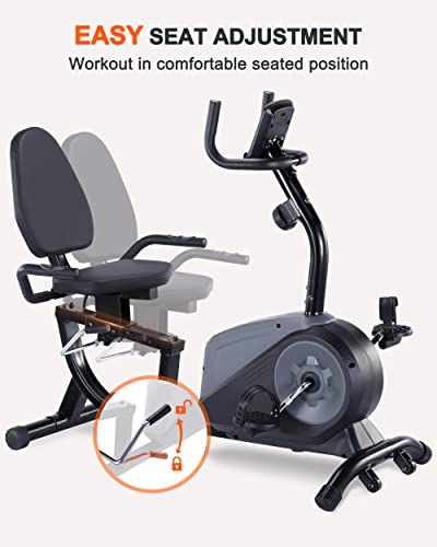 Echanfit Recumbent Exercise Bike With 16 Levels Magnetic Resistance For Seniors Adults, Indoor Stationary Bike For Home With Quick Adjustable Seat And Pulse Rate Monitor, 350 Lb Weight Capacity #TOP2