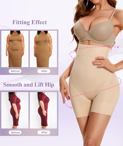 YADIFEN Shapewear Shorts for Women Tummy Control, Seamless Body Shaper High Waisted Butt Lifter Shorts Under Dresses3