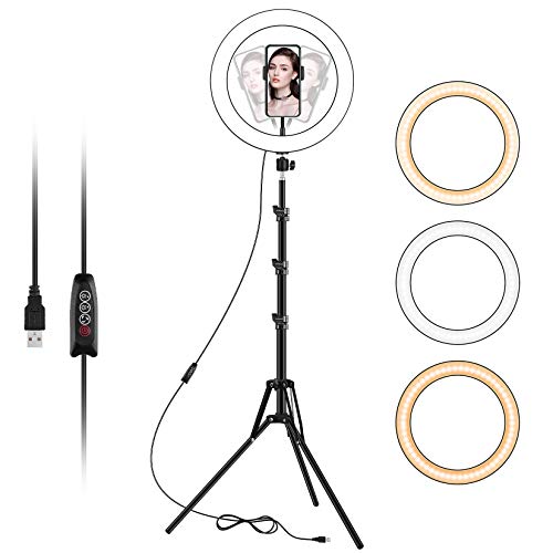 Ring Light with Stand and Phone Holder, 10 inch Adjustable Circle Light with Extendable Tripod 59