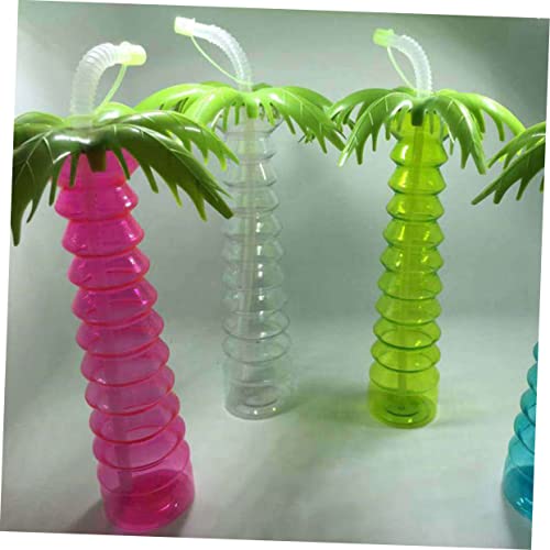 COLLBATH 5pcs Tropical Coco Shaped Straw Cup Portable The Pet Wine Glass Banquet re-usable