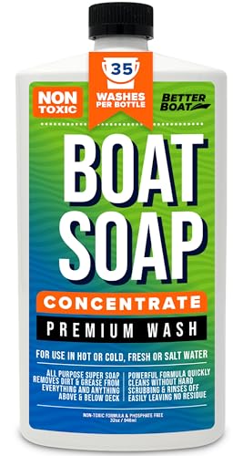 Premium Grade Boat Soap, Marine Concentrate Cleaner, 32 Oz, Wash and Wax for Freshwater and...